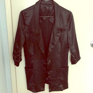Shiny black trench style blazer